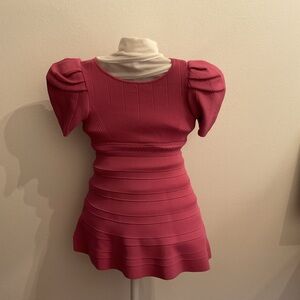 GB Girls Pink Puff-Sleeve Knit Dress – Size 3T